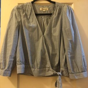 Madewell Blue and White Striped Blouse
